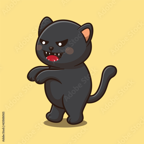 vampire cat animal with halloween costume cartoon vector illustration