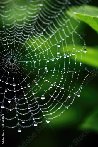 Spider Web with Dew Drops Abstract Background