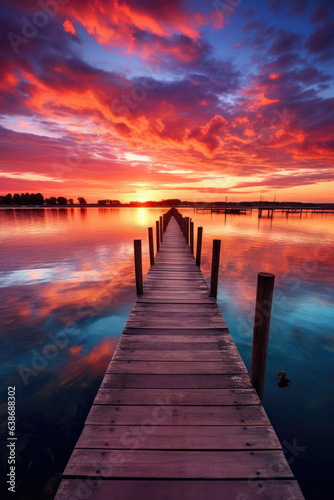 Old Pier at Beautiful Sunset Landscape