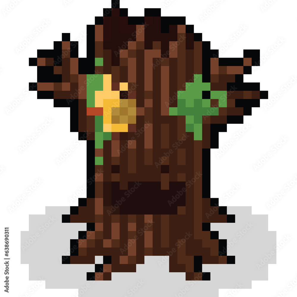 Pixel art cartoon cute tree character character