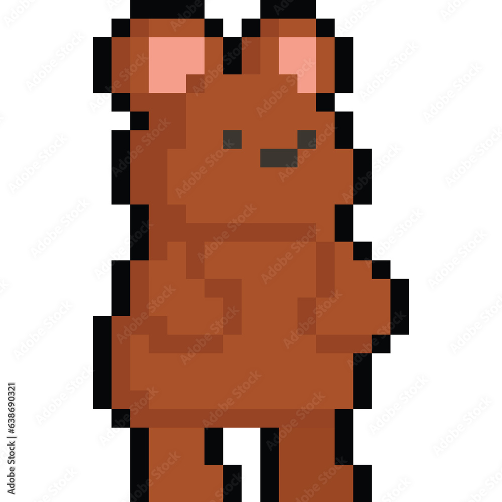 Obraz premium Pixel art cartoon bear character
