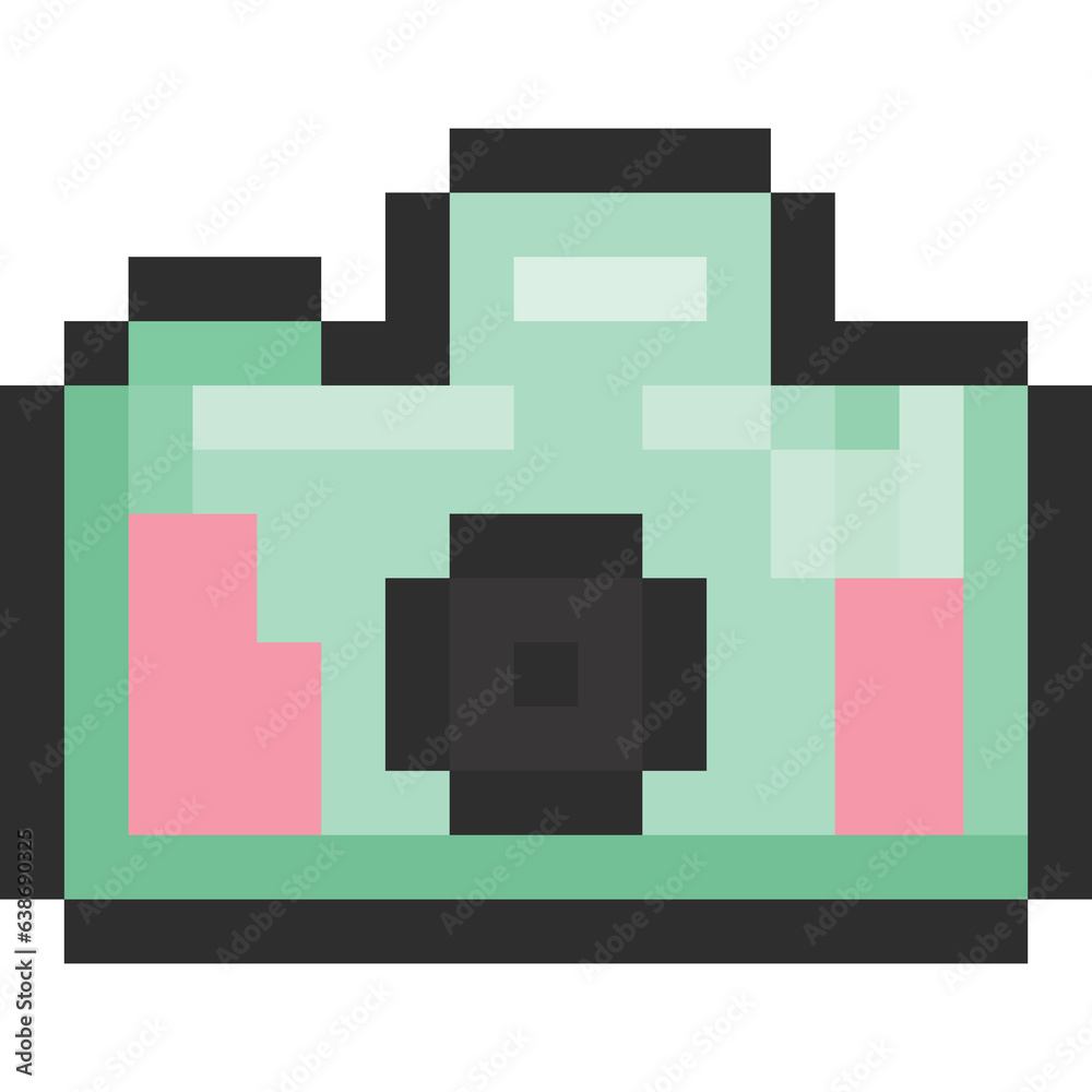 Pixel art cartoon camera icon Pixel art cartoon camera icon