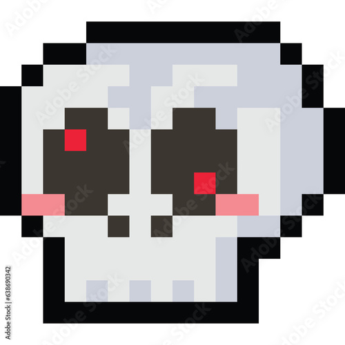 Pixel art cartoon funny skull head icon 3