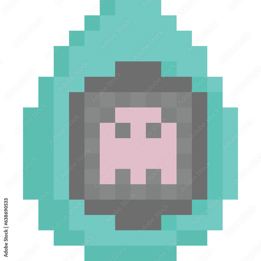 Fototapeta premium Pixel art cute monster in the fancy egg 