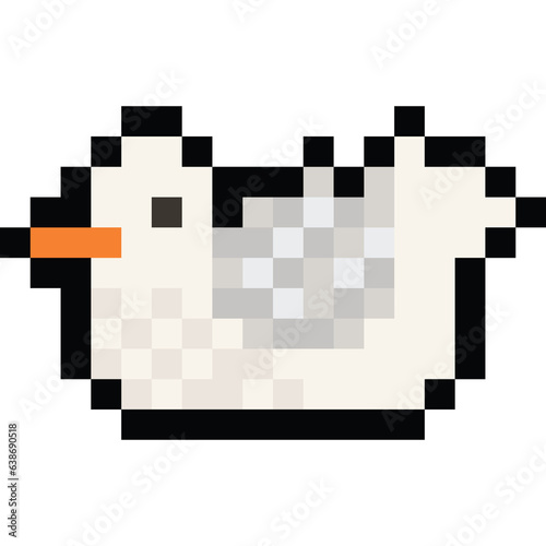 Pixel art cute bird icon 8