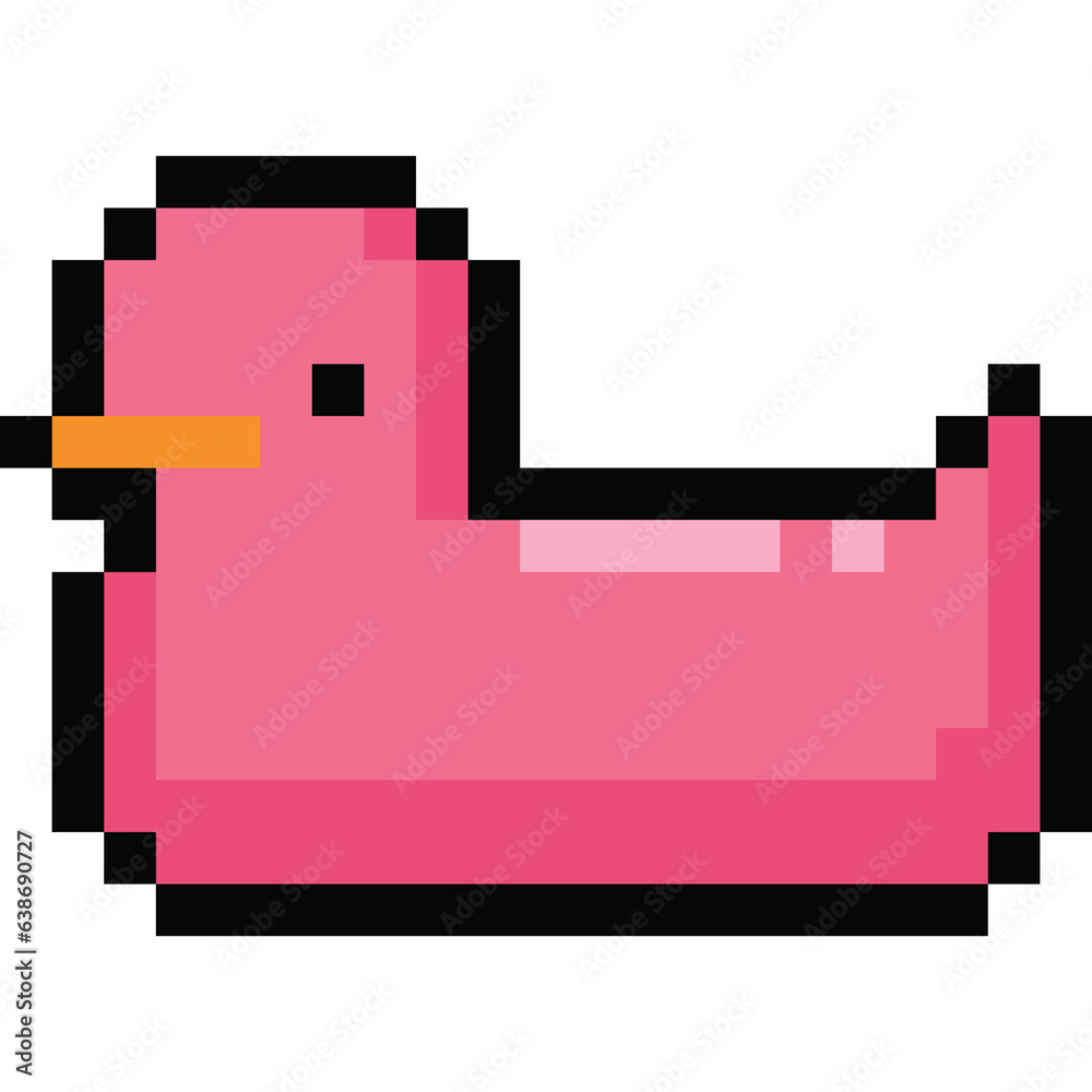 Pixel art pink rubber duck icon Pixel art pink rubber duck icon
