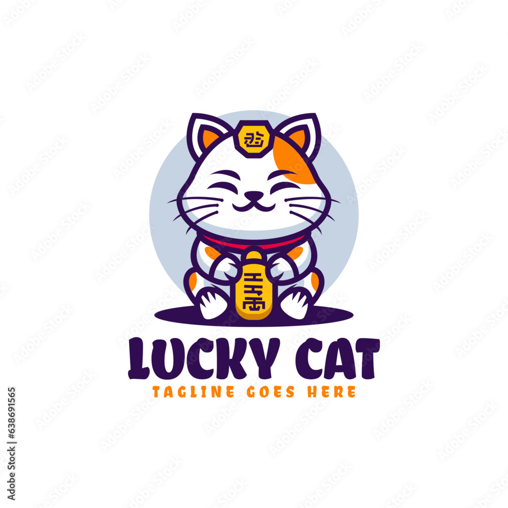 Vector Logo Illustration Lucky Cat Mascot Cartoon Style. Vector Logo Illustration Lucky Cat Mascot Cartoon Style.