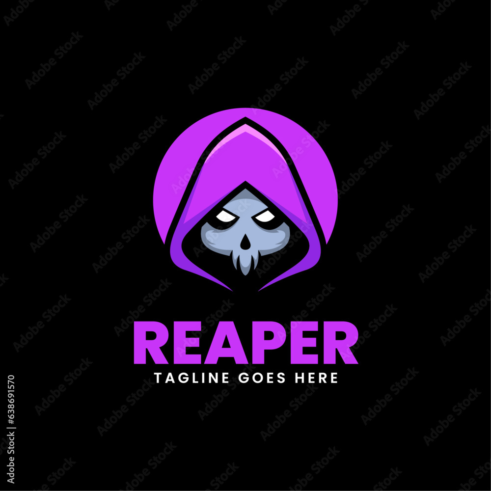 Vector Logo Illustration Reaper Simple Mascot Style.