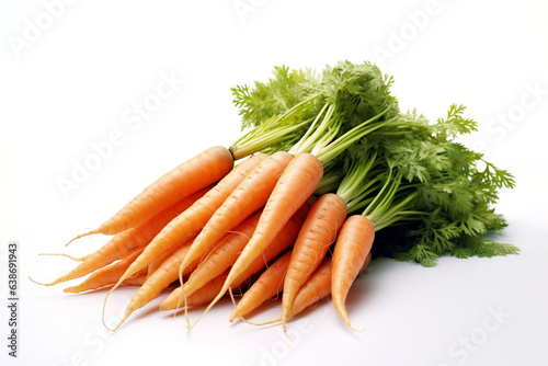 Fresh carrot on white background. Raw organic carrot vegetables. 