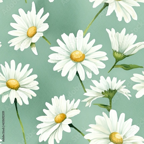 Watercolor Daisies  Bright Seamless Floral Pattern