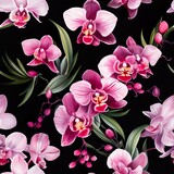 Vibrant Watercolor Exotic Orchids: Colorful Seamless Floral Pattern