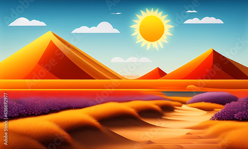 illustration scene with dry land hills background