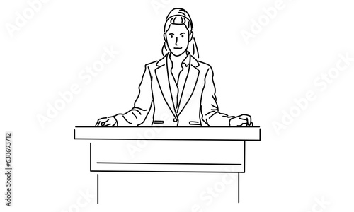 line art of public speaker vector illustration