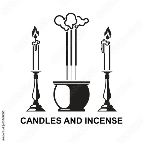 Candles and incense icon isolated on background vector illustration.