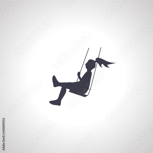 girl is riding on a swing icon
