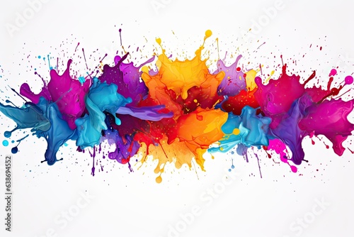 Colorful bright ink splashes isolated on white background