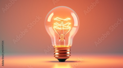 3d rendering levitating bright bulb, brainstorm idea