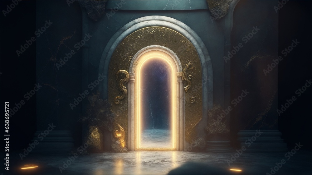 Photo of a mysterious doorway with a beam of light shining through