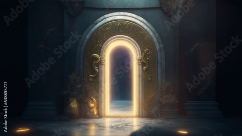 Photo of a mysterious doorway with a beam of light shining through