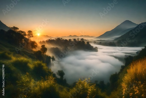 sunrise over the foggy mountains © Lady