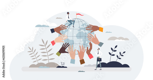 Unity in diversity and ethnic global society inclusion tiny person concept, transparent background.Various racial and social groups acceptance for business illustration.