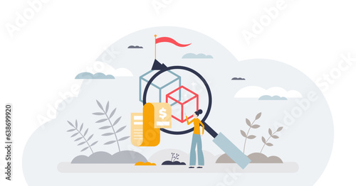 Prioritization with effective importance management tiny person concept, transparent background. Make order with payment arrangement and strategy for business tasks illustration.