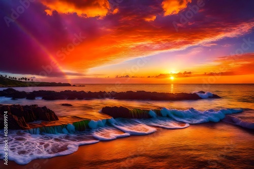 sunrise over the sea and colorful clouds