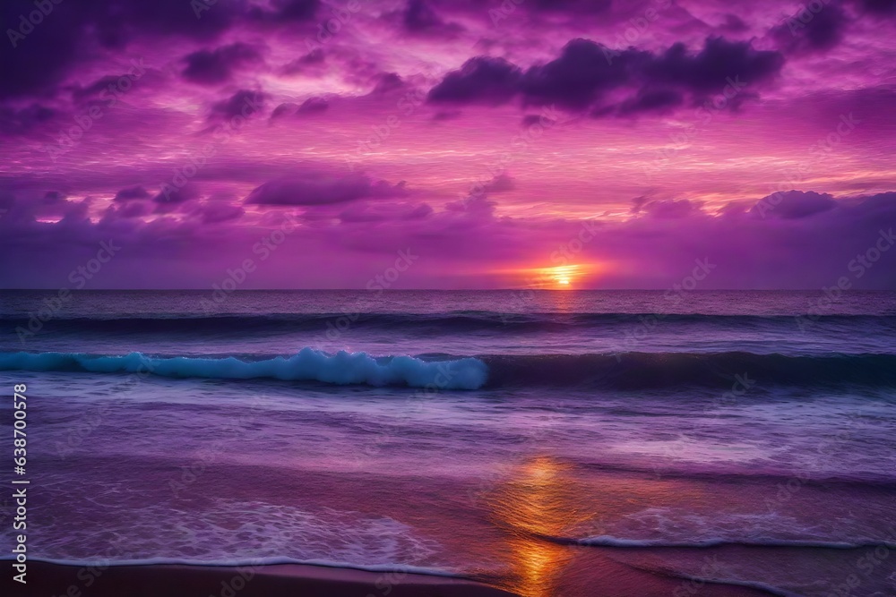 purple sunset on the beach