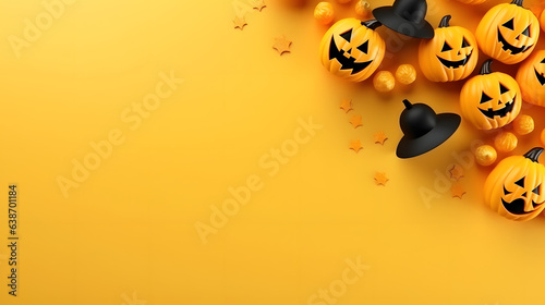 halloween background with pumpkin. Halloween party empty a frame for text.