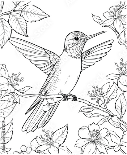 easy hummingbird coloring page