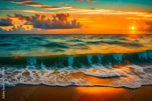 a colorful combo of turquoise sea and orange sunset
