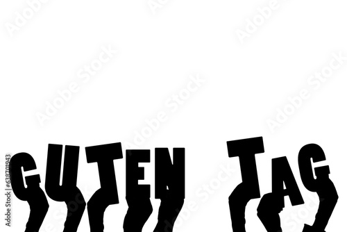 Digital png illustration of hands with guten tag text on transparent background
