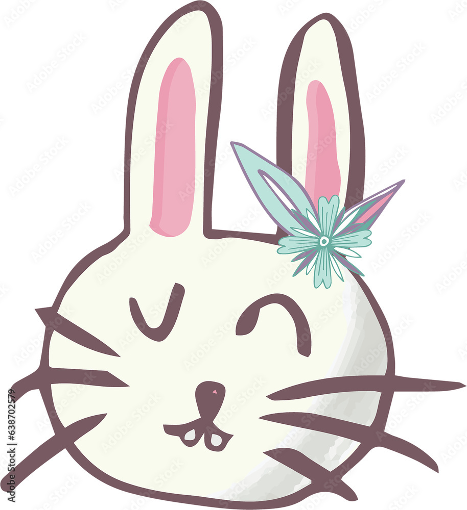 Naklejka premium Digital png illustration of white bunny on transparent background