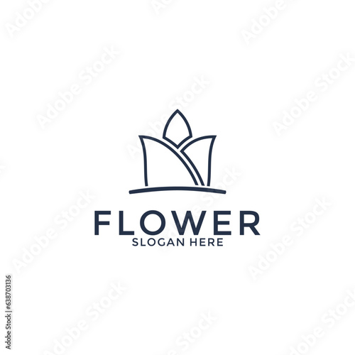 Luxury flower vector logotype. Creative universal premium leaf floral Linear logo vector template