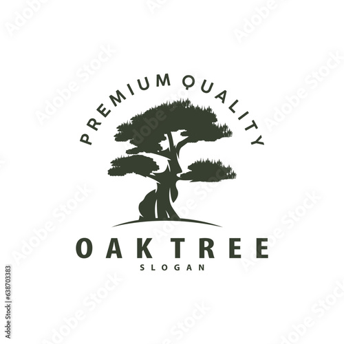 Oak Tree Logo Minimalist Design, Vector Tree Nature Plant Of Life Illustration Template Symbol