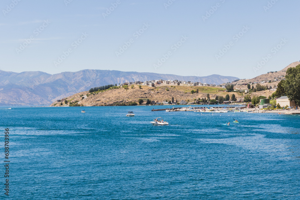 Wide View of Blue Bay and Beach at Lake Chelan