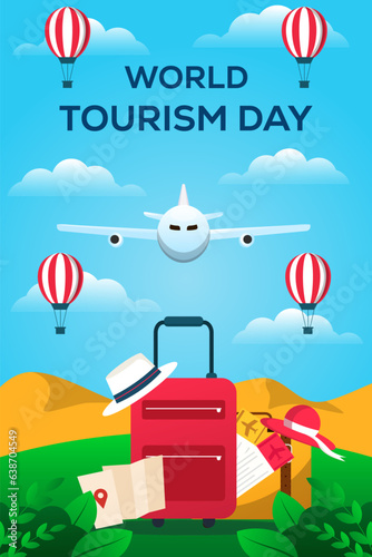 gradient world tourism day vertical banner illustration design