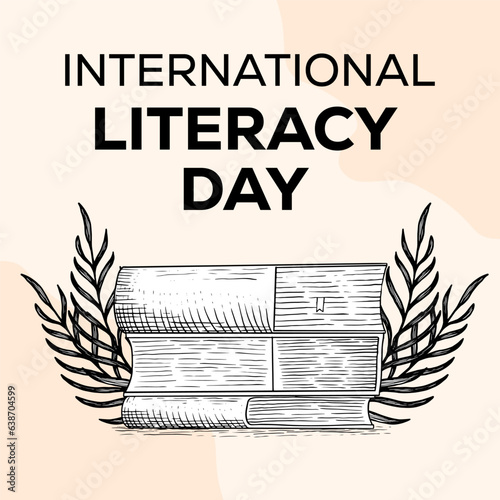 hand drawn literacy day illustration design vector