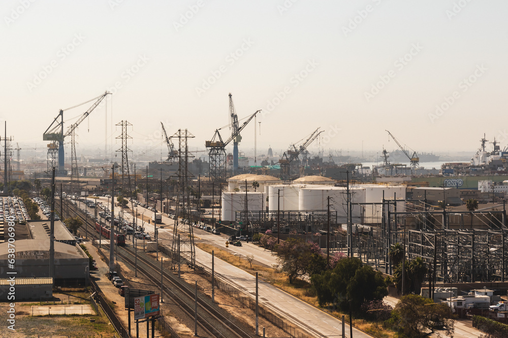 California Cityscape with Sky and Construction Crane California Cityscape with Sky and Construction Crane