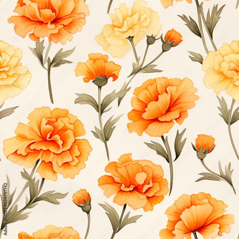 Vibrant Marigold Blooms Seamless Floral Pattern Vibrant Marigold Blooms Seamless Floral Pattern