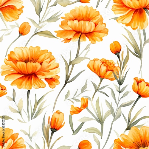Vibrant Marigold Blooms Seamless Floral Pattern