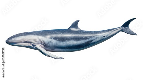 A blue whale on a white background  created by Generative AI