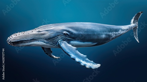 A blue whale underwater, created by Generative AI © Ismail