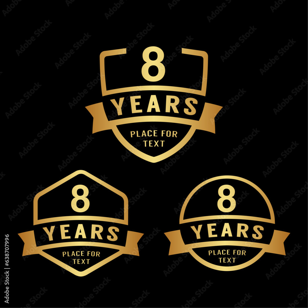 Fototapeta premium 8 years anniversary celebration logotype. 8th anniversary logo collection. Set of anniversary design template. Vector illustration. 
