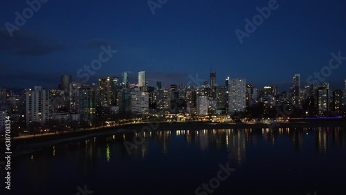 aerial night view of Vancouver in Canada