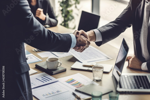 Handshake scene in the conference room