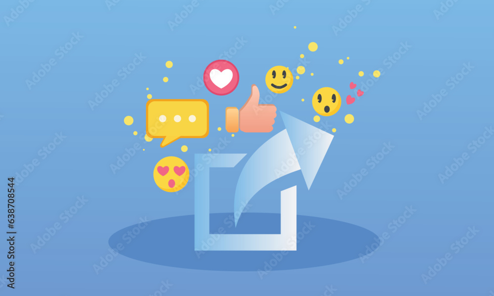 Share ideas. Sharing posts in social networks.on blue background.Vector Design Illustration. Share ideas. Sharing posts in social networks.on blue background.Vector Design Illustration.