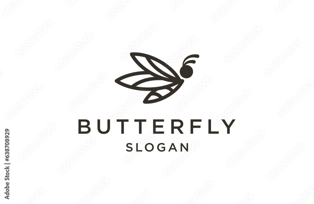 Fototapeta premium Butterfly gold logo template, luxury butterfly logo outline
