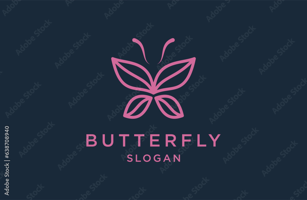Butterfly gold logo template, luxury butterfly logo outline
