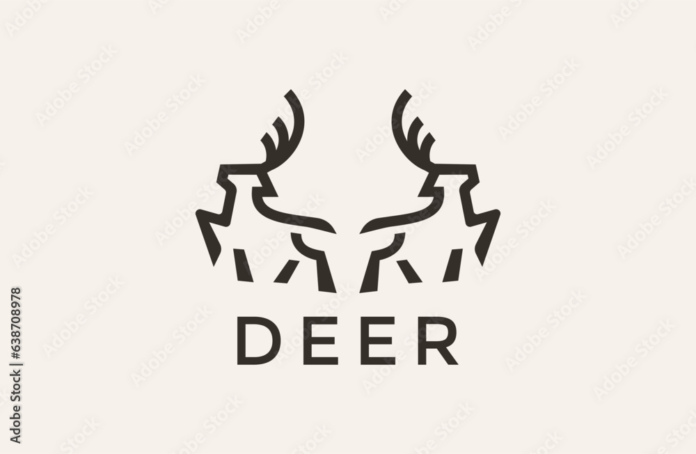 Minimalist and luxury line art deer logo symbol design, simple.
Minimalist and luxury line art deer logo symbol design, simple.